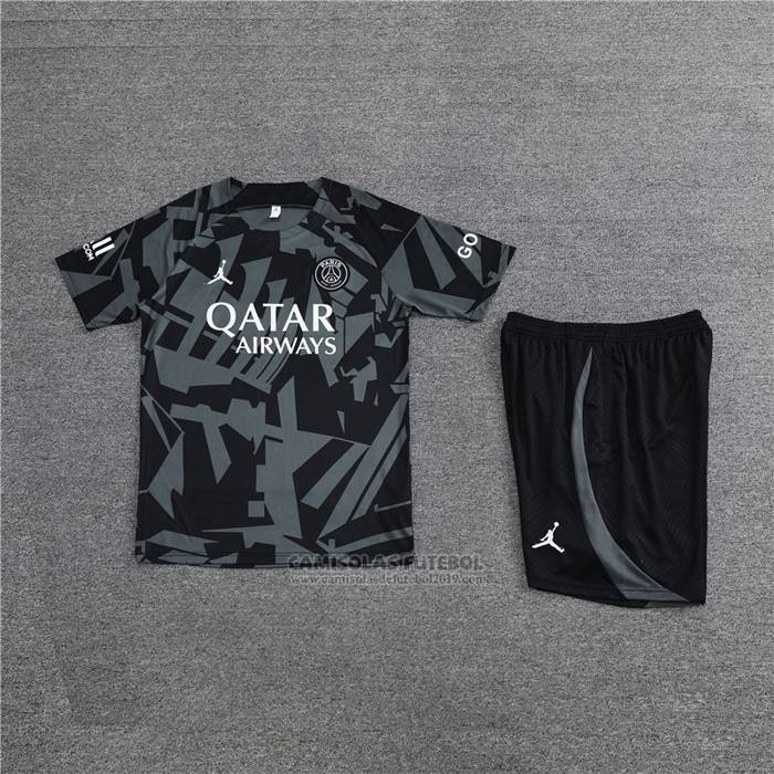 Fato de Treino Paris Saint-Germain Manga Curta 2022-2023 Cinza - Calcas Curta